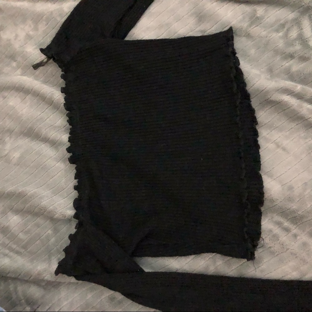 black over the shoulder crop top